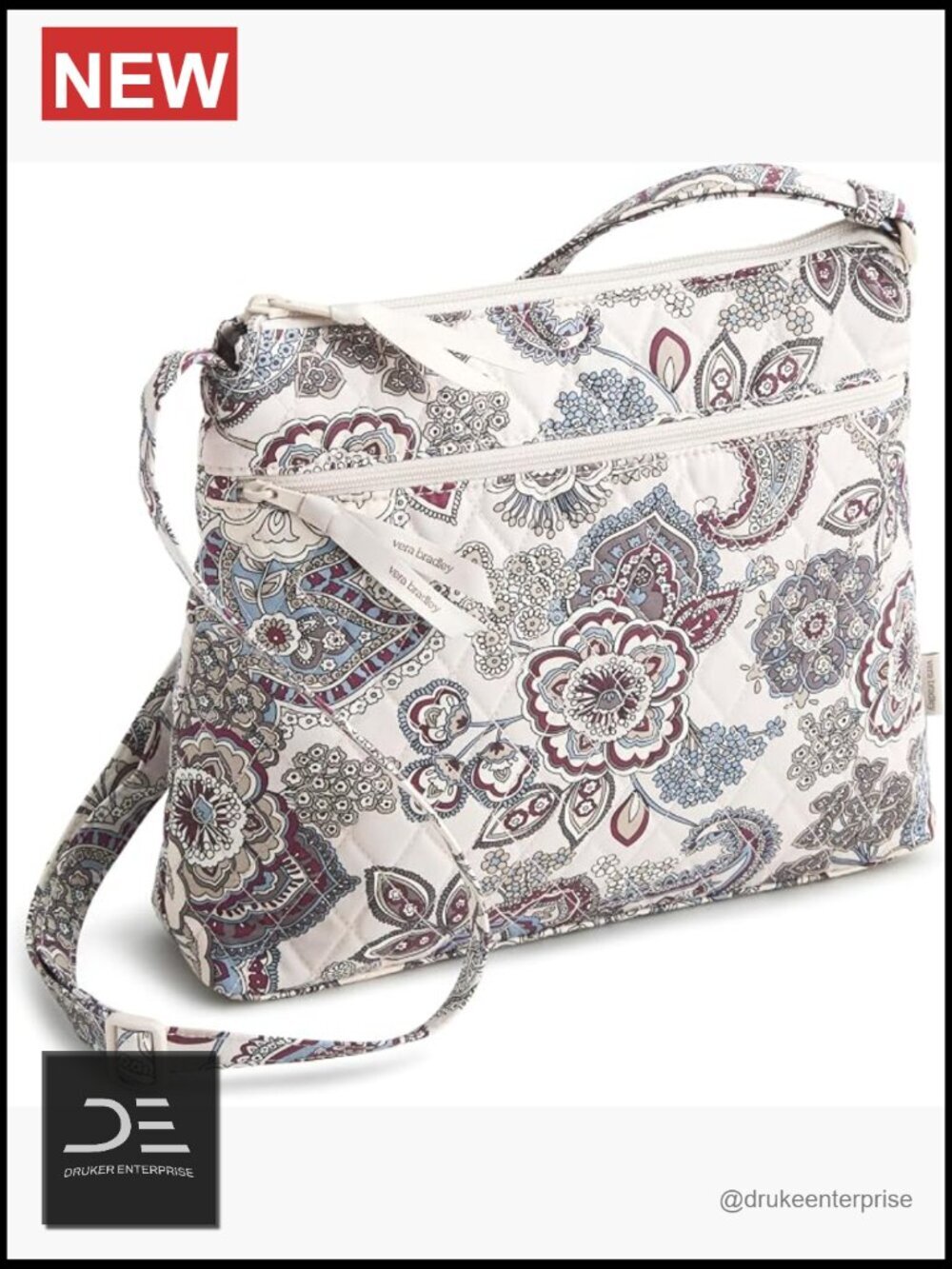 Quilted Cotton Crossbody Bag with Adjustable Strap & RFID Protection